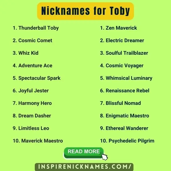 Nicknames for Toby list ideas