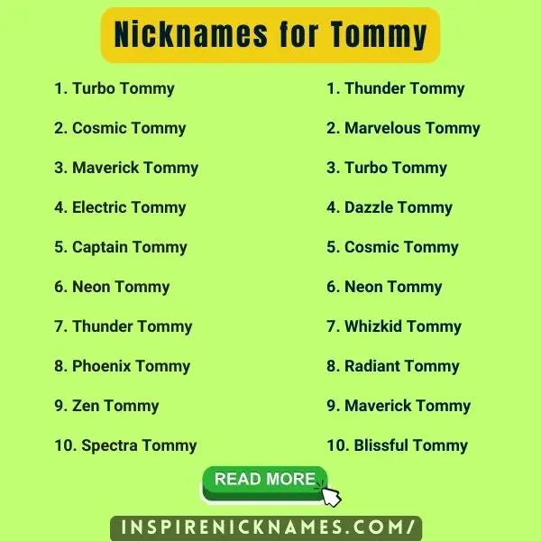 Nicknames for Tommy list ideas