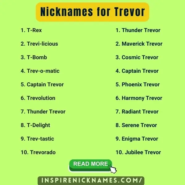 Nicknames for Trevor list ideas