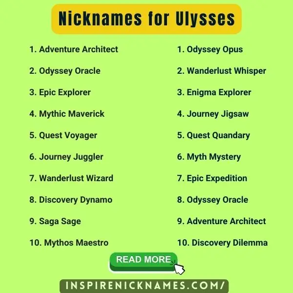 Nicknames for Ulysses list ideas