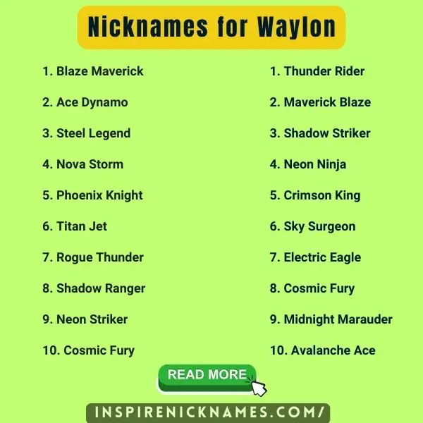Nicknames for Waylon list ideas