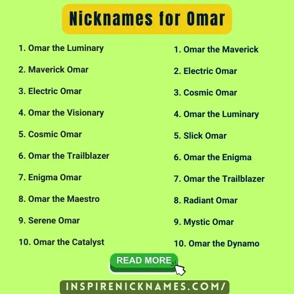 Nicknames for omar list ideas