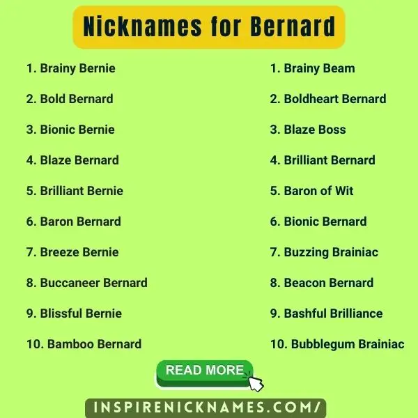 nicknames for bernard list ideas