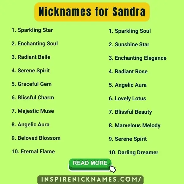 nicknames for sandra list ideas