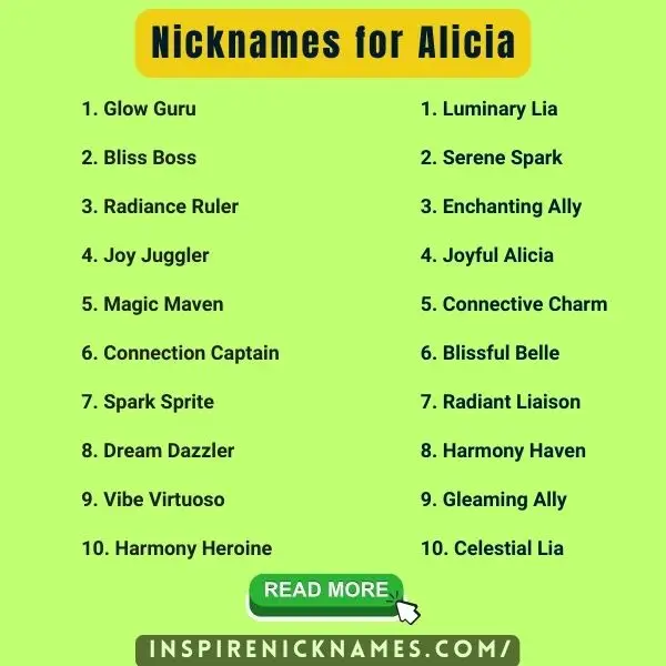 Nicknames for Alicia list ideas