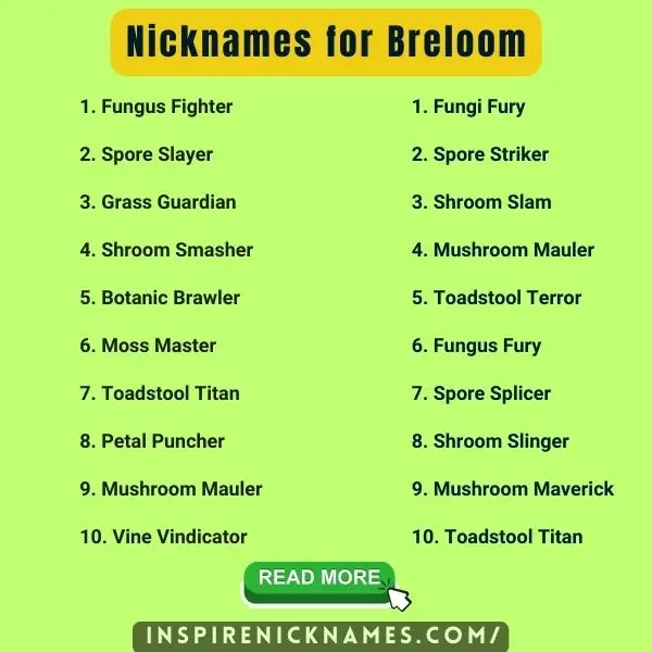 Nicknames for Breloom list ideas