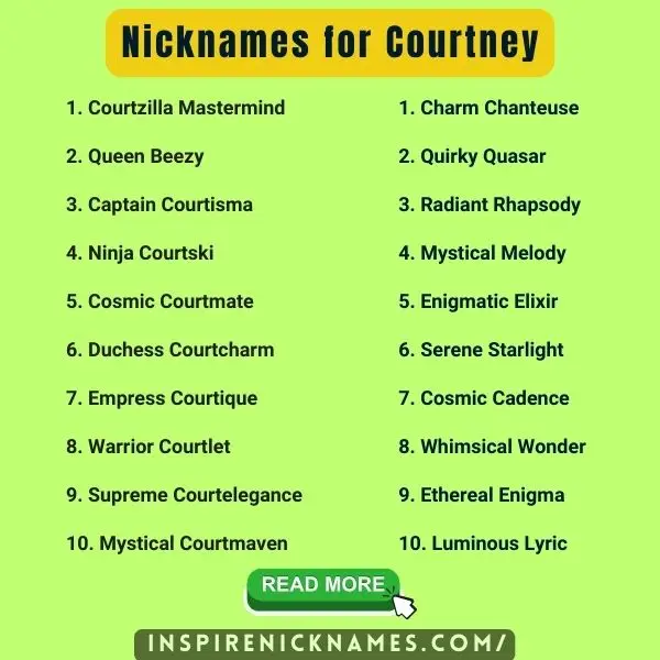 Nicknames for Courtney list ideas