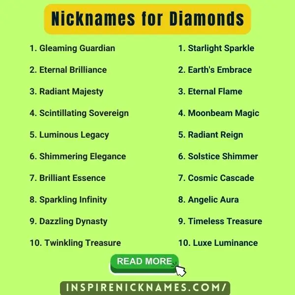 Nicknames for Diamonds list ideas
