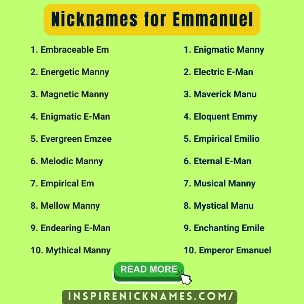 Nicknames for Emmanuel list ideas
