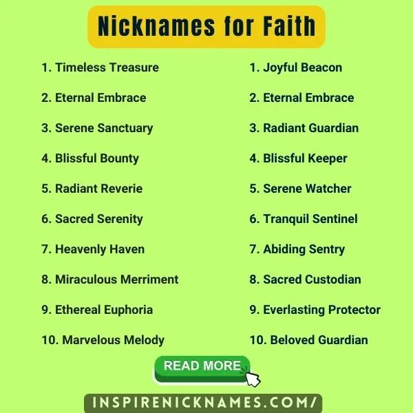 Nicknames for Faith list ideas