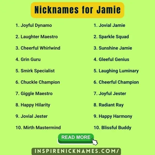Nicknames for Jamie list ideas