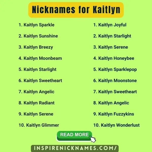Nicknames for Kaitlyn list ideas