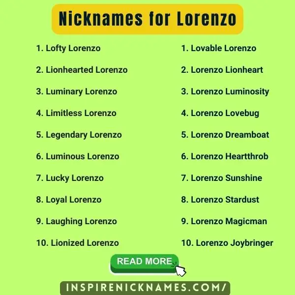 Nicknames for Lorenzo list ideas