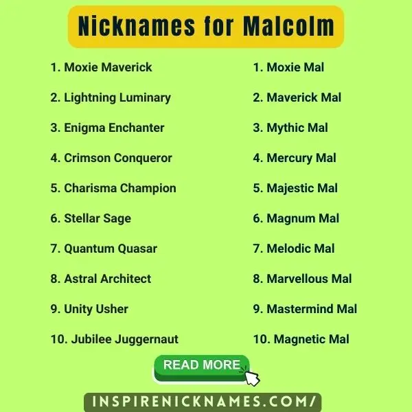 Nicknames for Malcolm list ideas