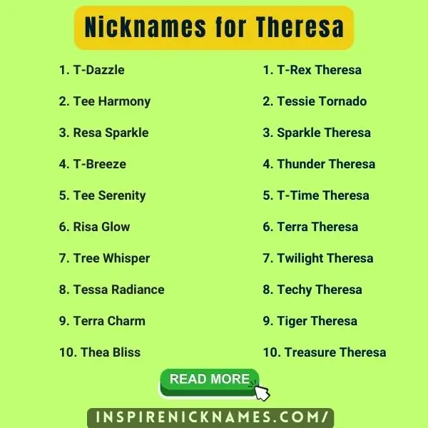Nicknames for Theresa list ideas